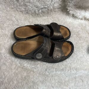 Finn Comfort bronze Leather Soft Footbed adjustable Velcro straps EUR SZ39